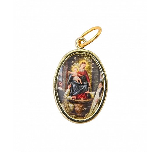 Medalik metalowy kolorowy Maryja Pompejańska